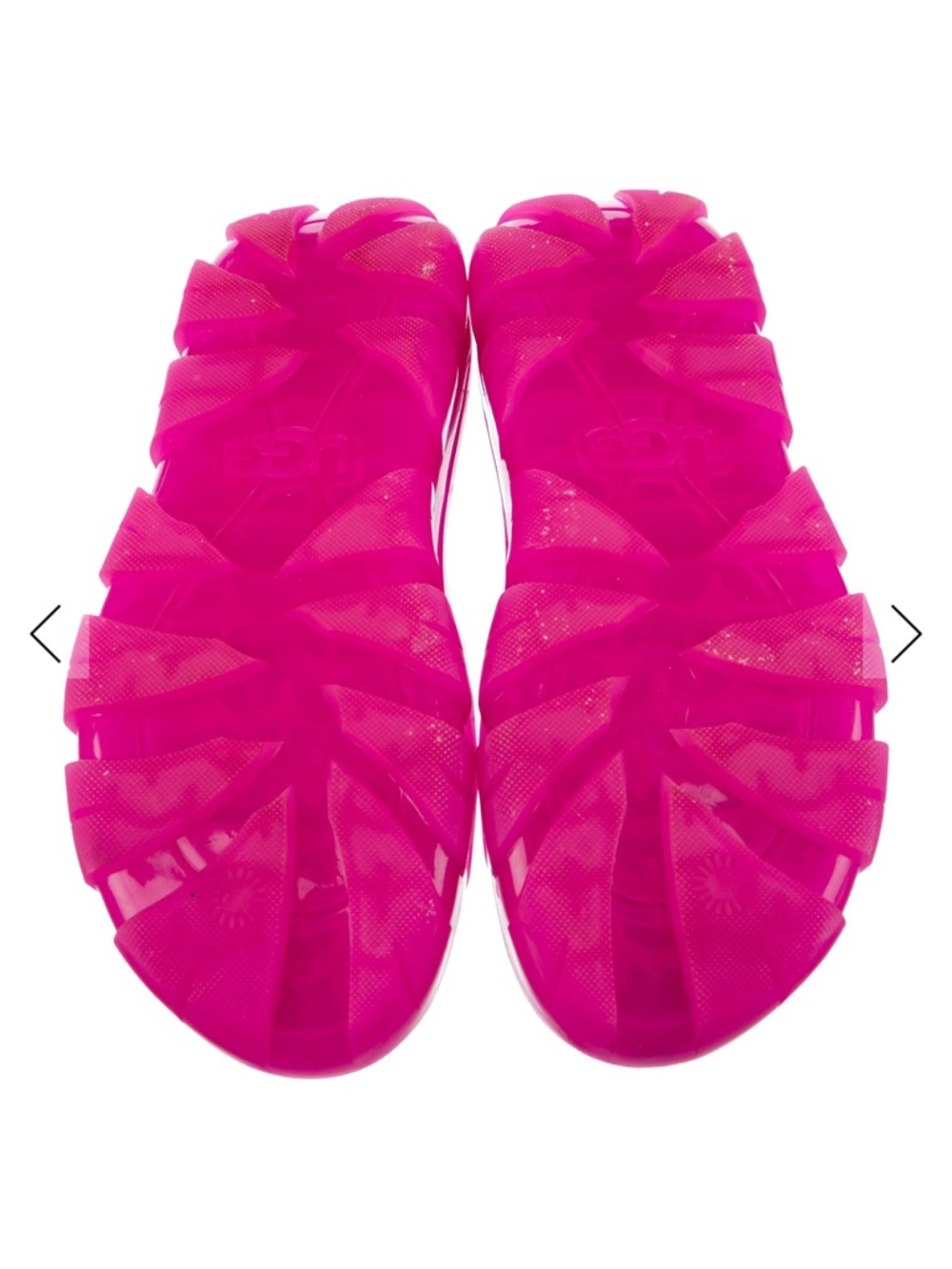 UGG Neon Pink Clear Logo Slide Sandals - Picture 4 of 5